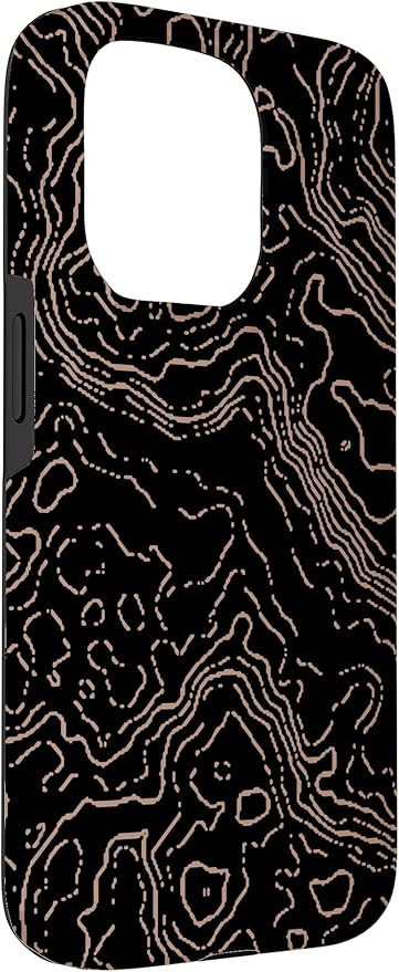 Topography Black & Brown Abstract Pattern Topographic Map Case - Image 3