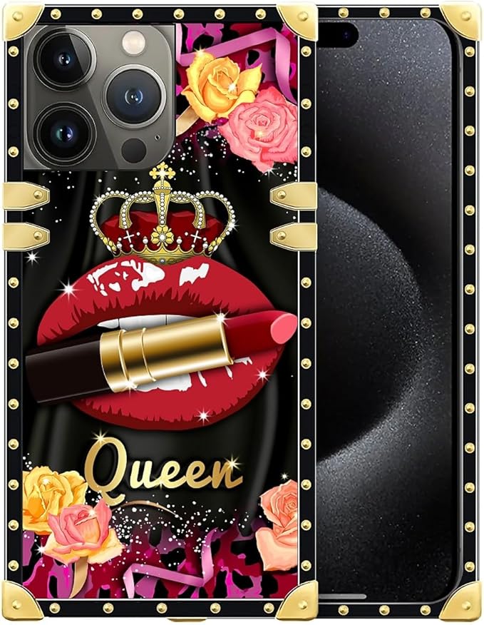 Compatible with iPhone 16 Pro Max Case, Queen Lip Crown Leopard Print Luxury by Unknown