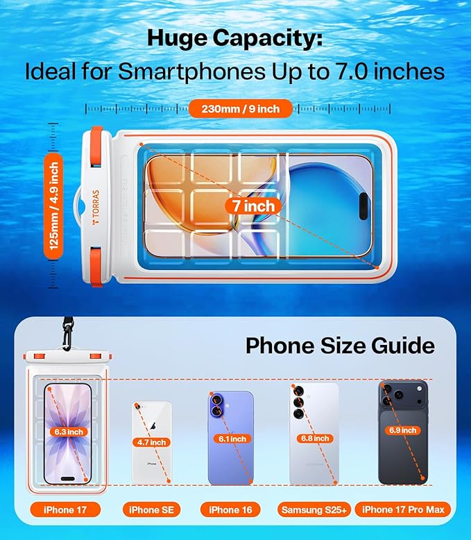 TORRAS IPX8 Waterproof Phone Pouch Floating, Underwater Screen Touchable - Image 8