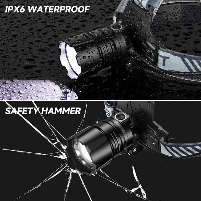NiaoChao Headlamp Rechargeable, 99000 LM Super Bright LED Head Lamp - Image 8