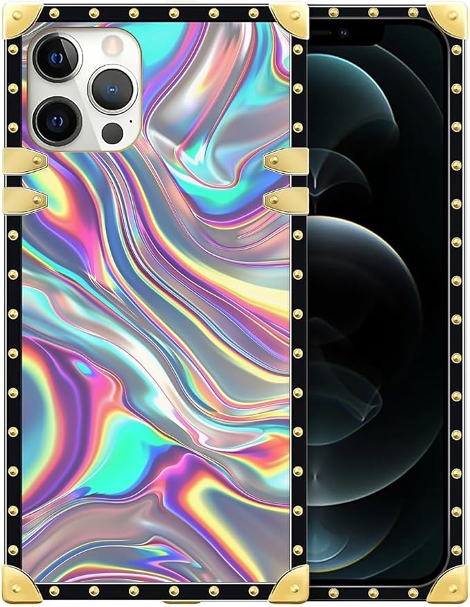 Compatible with iPhone 12 Case, Holographic Abstract Iridescent Textures Luxury by Unknown