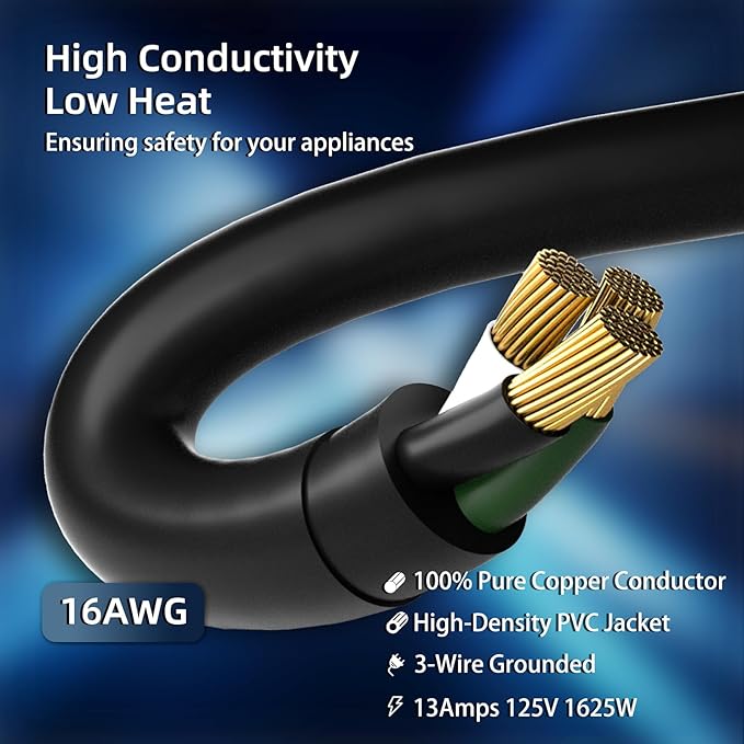 50 FT Outdoor Extension Cord Waterproof, 3-Prong Power Cord, 16 AWG SJTW - Image 3