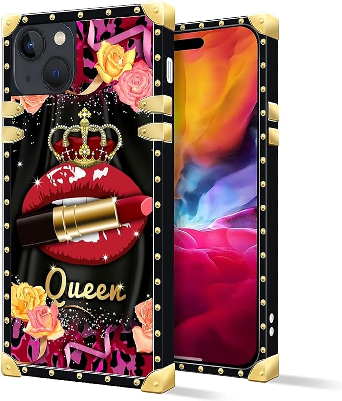 Compatible with iPhone 15 Case, Queen Lip Crown Leopard Print Luxury Golden - Image 2