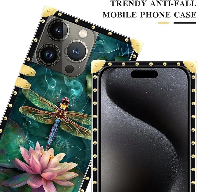 Compatible with iPhone 16 Pro Max Case, Colourful Dragonfly Pink Lily Pads - Image 4