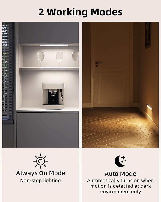 EZVALO 3 Pack 8” Motion Sensor Light Indoor, Wireless Under Cabinet Lighting - Image 4