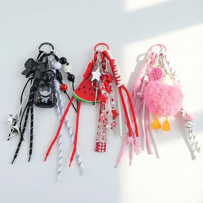 Paracord Keychain Paracord Bag Charm 12pcs Braided Nylon Rope Keychain Cord - Image 4