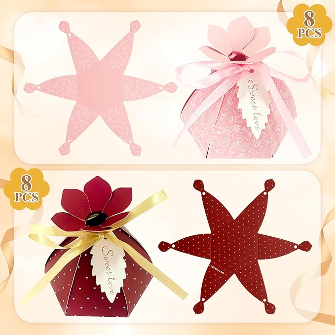 48Pcs Party Favor Candy Box, Petal Shaped Gift Candy Box - Image 5