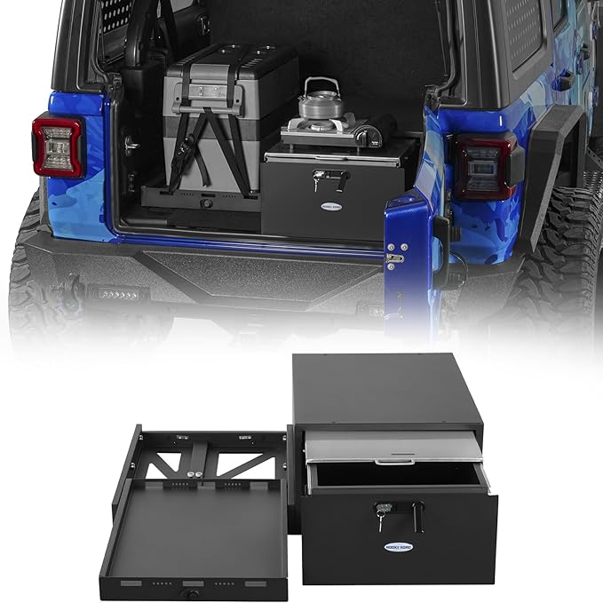 Hooke Road JK/JL/Bronco Trunk Sliding Drawer System & Fridge Slide Mount by HookeRoad