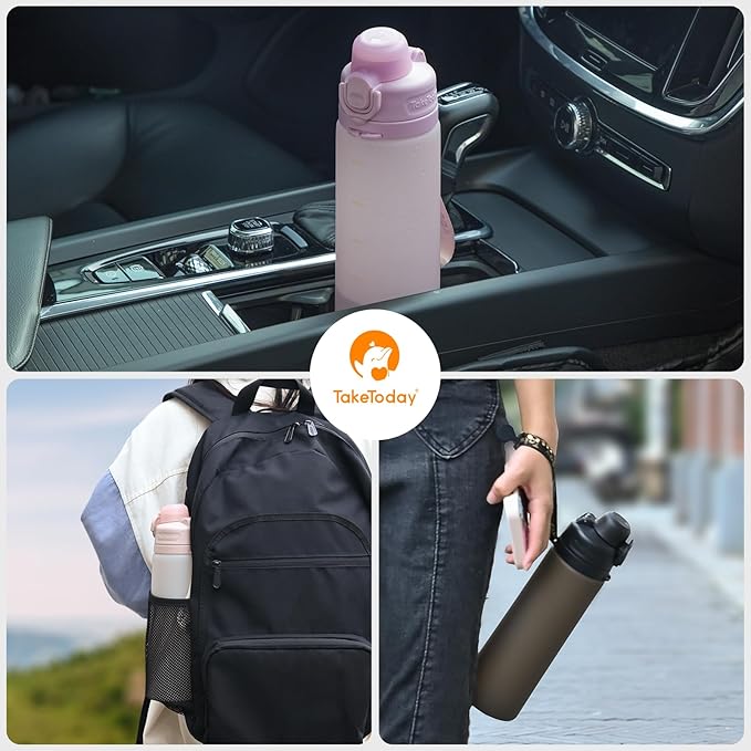TakeToday Collapsible Water Bottles 21oz, Foldable Platinum Silicone Travel - Image 5