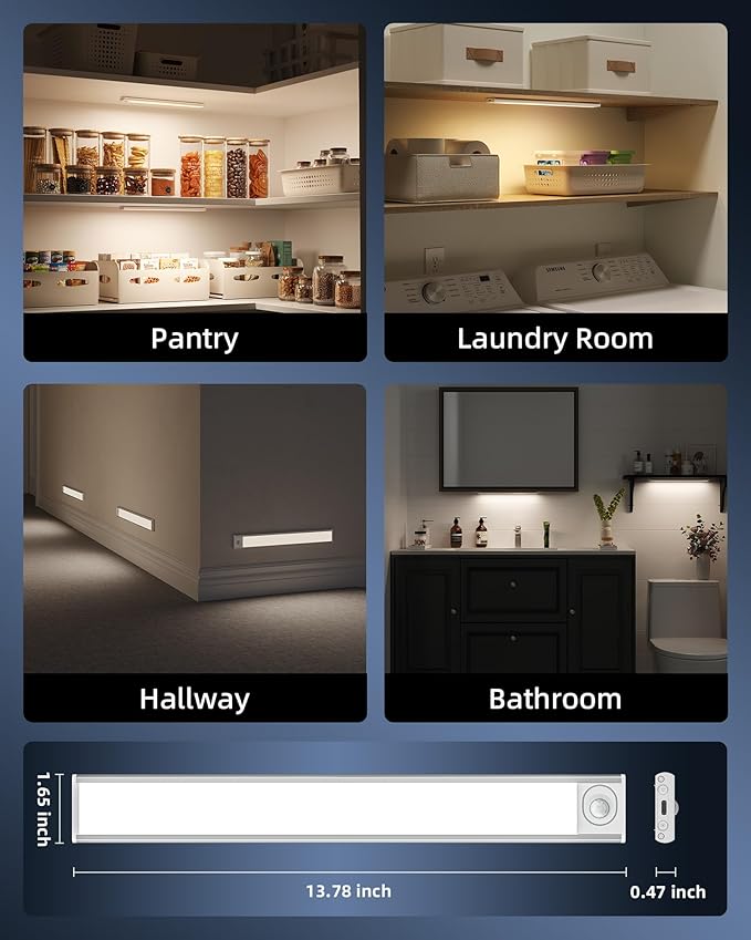 3Pack-Under Cabinet Lighting Wireless, Rechargeable Battery Motion Sensor Light - Image 9