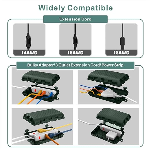 Outdoor Waterproof Electrical Box, 2 Pack Large Extension Cord Cover Protector - Image 2