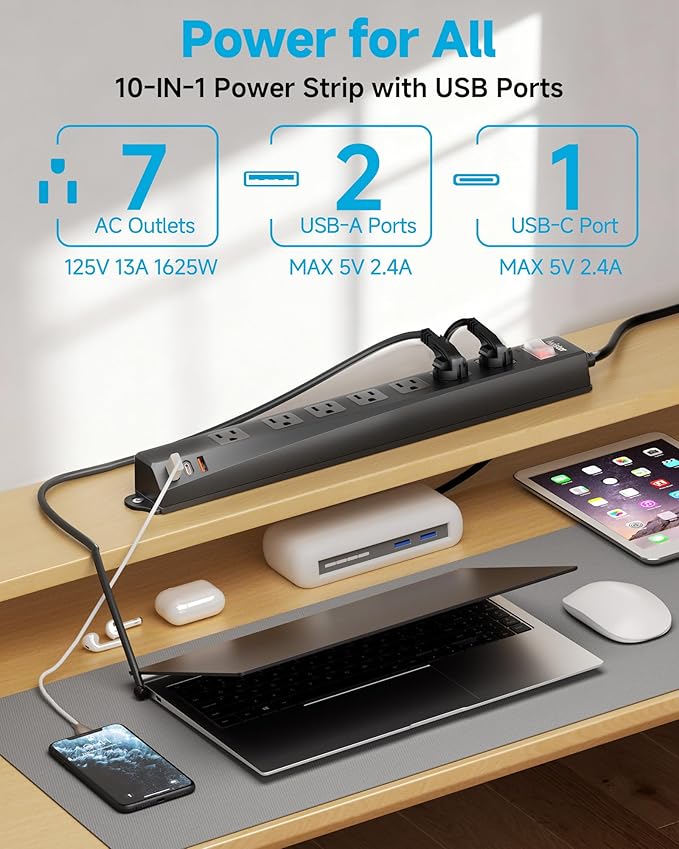 Outdoor Power Strip Weatherproof IPX6, 1625W/13A 6 Ft Extension Cord - Image 4