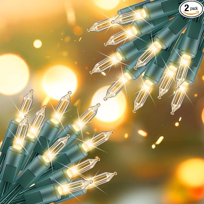 Brightown 2 Pack Each 50 Count 12 Feet Clear Christmas Mini Lights by Brightown