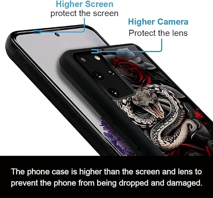for Samsung Galaxy S20 Plus Case, Entwined Rose Snake Pattern Graphic Design - Image 2