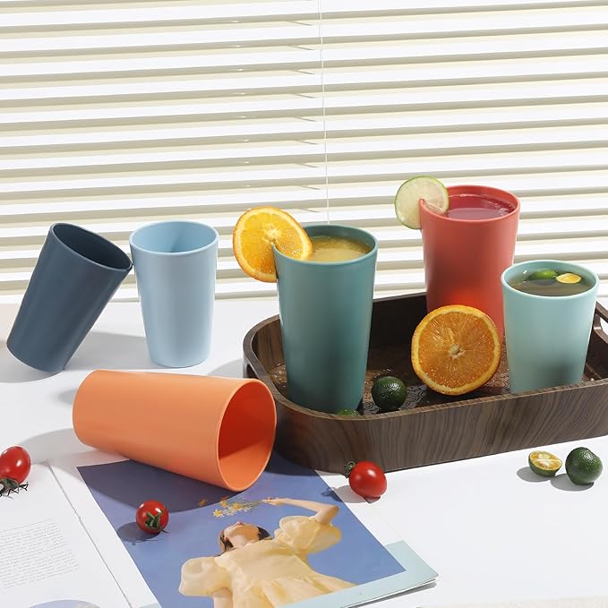 HEYCOME 24 Pcs Unbreakable Plastic Cups Set, Stackable Water Tumblers, Drinking - Image 6