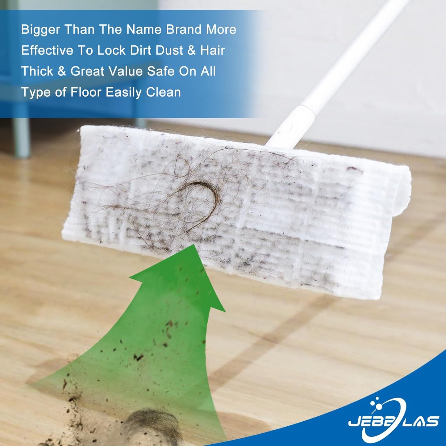 JEBBLAS Disposable Mop Cloth Dry Sweeping Pad for Floor Mop Sweeping Cloths Multi Surface Refills, 120 Count