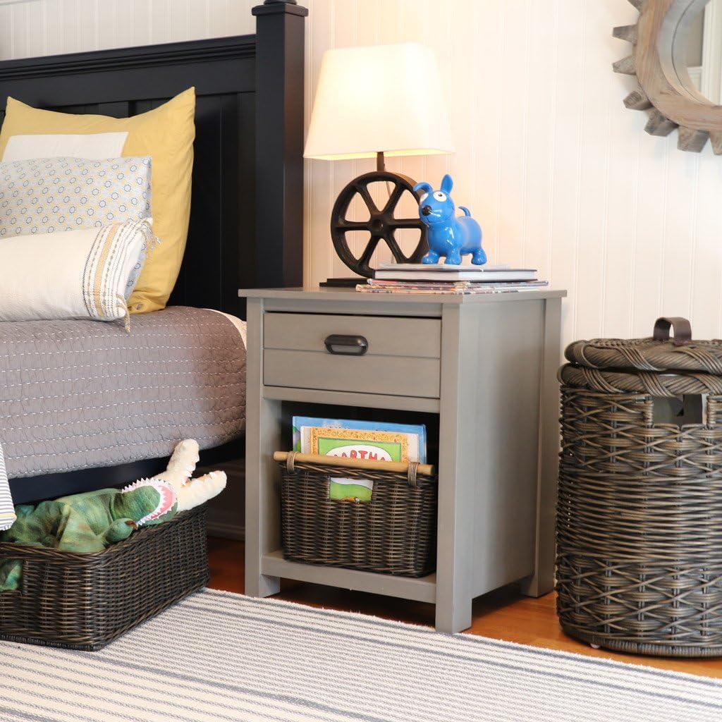 The Basket Lady Deep Pole Handle Wicker Storage Basket, Large, 15 in L x 15.5 in W x 9.5 in H, Antique Walnut Brown