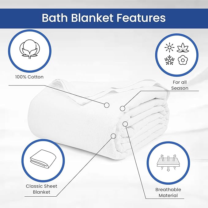 Linteum Textile 100% Cotton Hospital Patient Bath Blanket, Bed Bath Sheet - Image 3