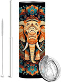 Firmiso 20 oz Tumbler｜Skinny Insulated Travel Mug｜Mandala Elephant Stainless by Firmiso