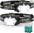 9 LED Headlamp Battery Powered, 2 Packs 2000 Lumens Headlight, 6 AAA Batteries by PLUSINTO