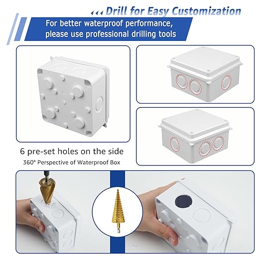 NineLeaf White Junction Box, IP65 Waterproof ABS Plastic Electrical Enclosure - Image 6