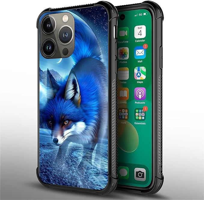 for iPhone 14 Pro Max Case, Snowy Mountain Fox Lake Pattern Graphic Design Girl - Image 3