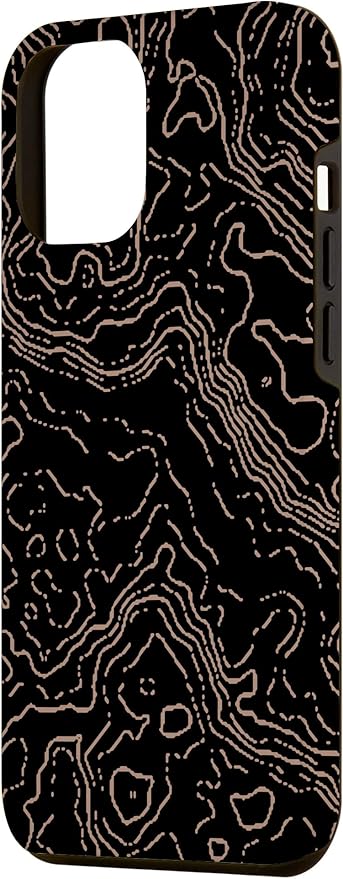 Topography Black & Brown Abstract Pattern Topographic Map Case - Image 2
