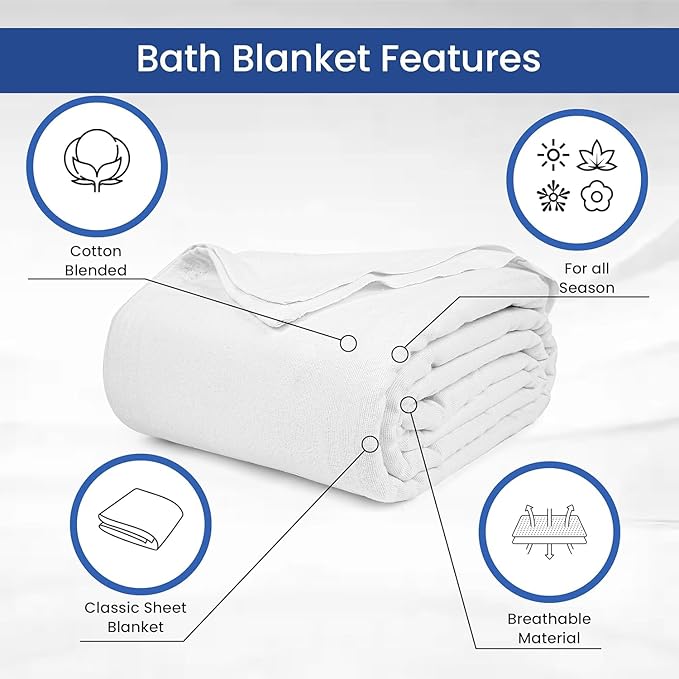 Linteum Textile Cotton Blended Hospital Patient Bath Blanket, Bed Bath Sheet - Image 4