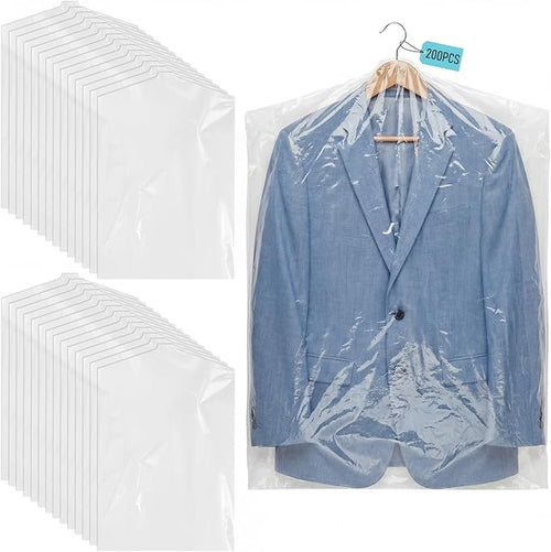 200 Pack Dry Cleaning Garment Bags, 23.6 x 35.4 Inch Clear Plastic Dry Cleaners by Unknown