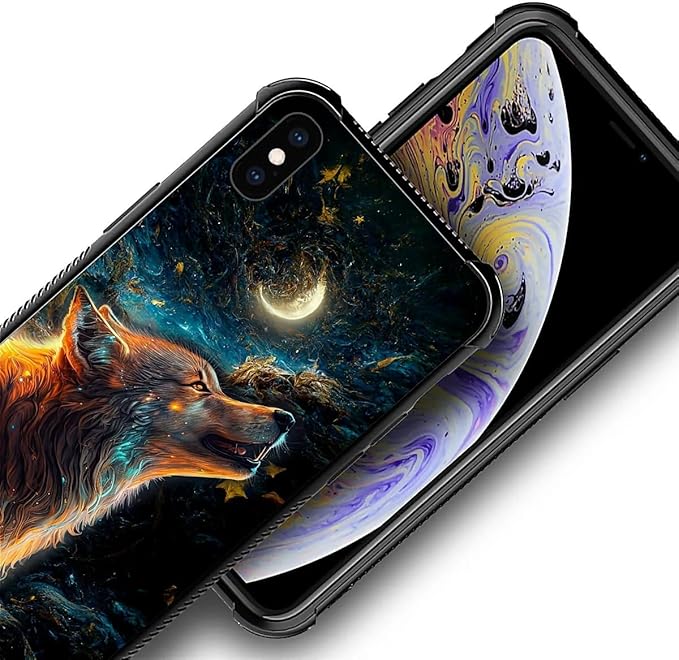 for iPhone X/Xs Case, Star Cave Hungry Wolf Pattern Graphic Design Girl Boy - Image 6