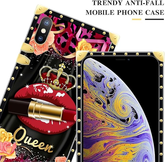 Compatible with iPhone Xs Max Case, Queen Lip Crown Leopard Print Luxury Golden - Image 4