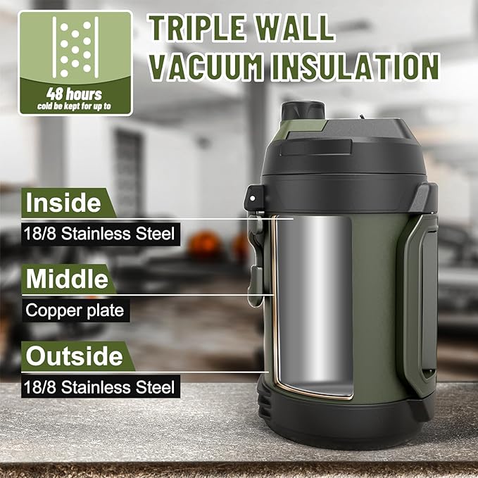 Hydraful Gallon Water Bottle, 128 oz Large Insulated Stainless Steel Sports - Image 6