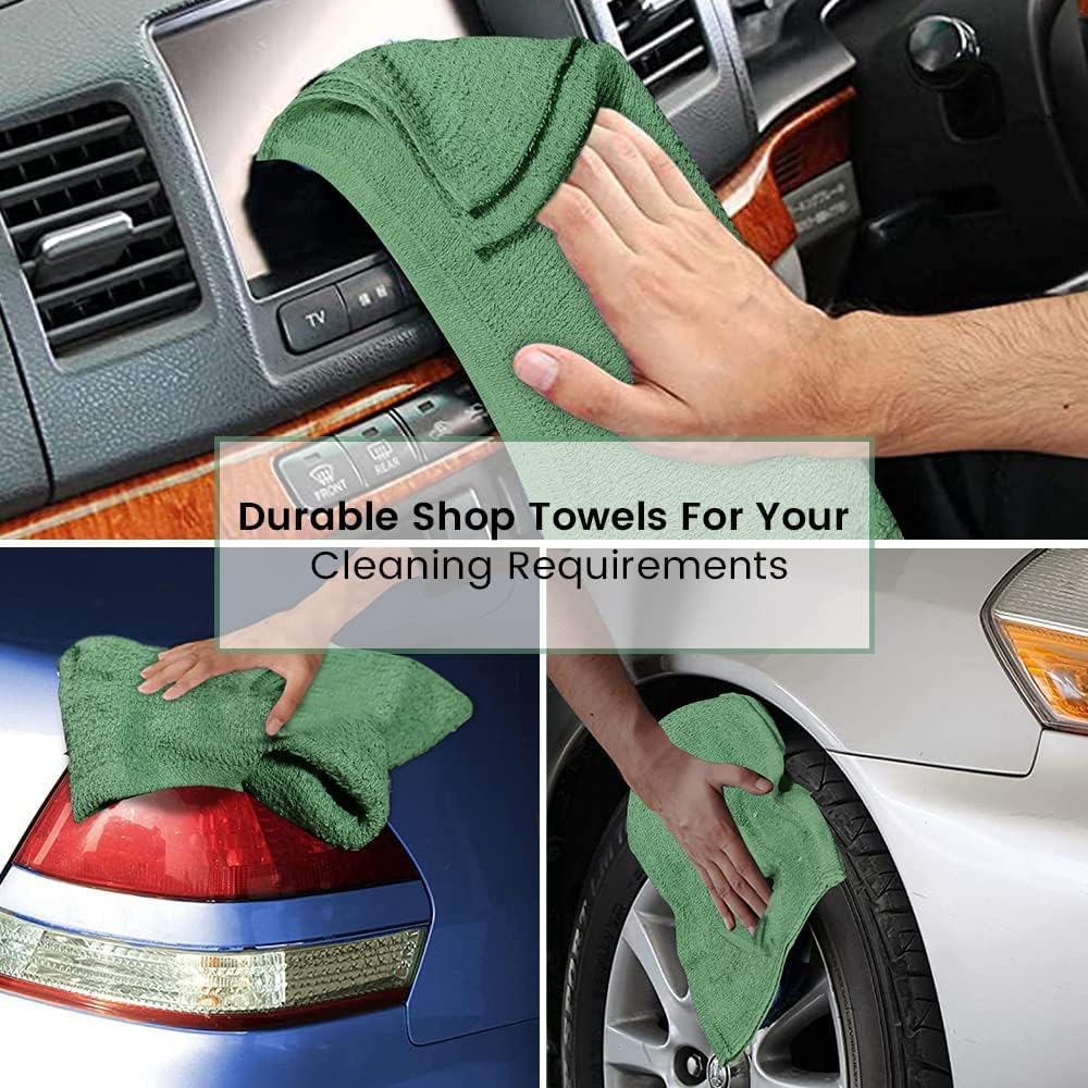 Terry Bar Mop Towels Green Value Pack of 60, Size 14"x17" Absorbent and Durable, Multipurpose, Cotton Cleaning Rags, Kitchen and Restaurant Towels, Reusable Shop Rags
