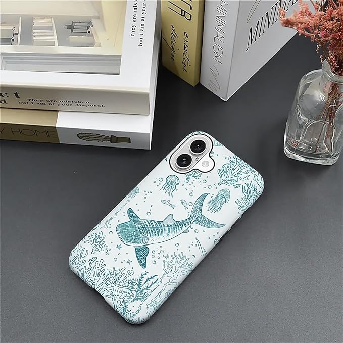 for iPhone 16 Case, HH2 Ocean Whale Shark Hybrid 2 Layer Hard Shell Silicone - Image 5