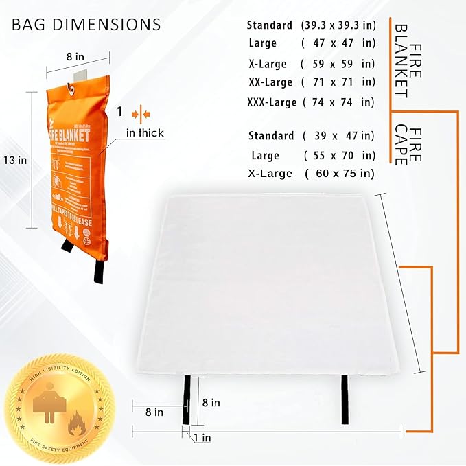 Fire Blanket -Certified 1200F Extra Thick, Glow In The Dark Fireproof Emergency - Image 2