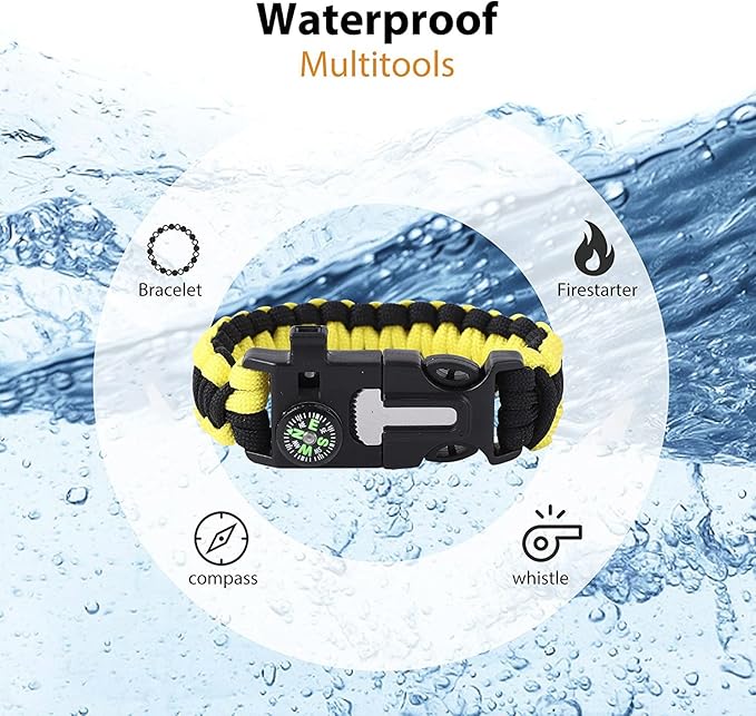 Bracelets, Survival Bracelets for Men Paracord Tactical 5-in-1 Camping Gear Kits - Image 3