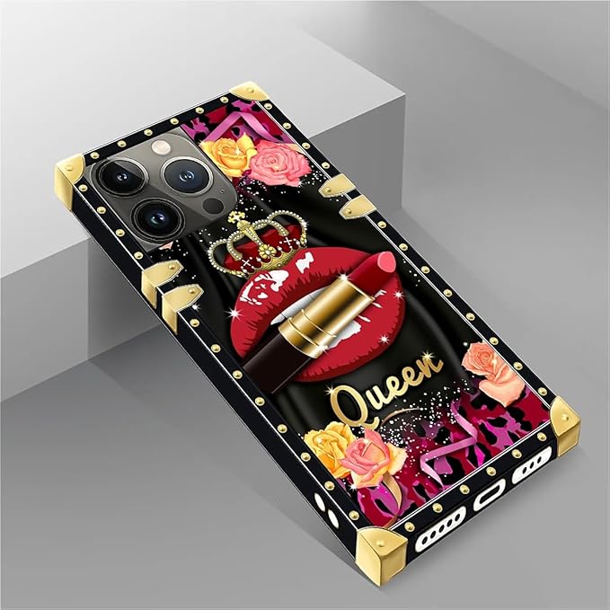 Compatible with iPhone 14 Pro Case, Queen Lip Crown Leopard Print Luxury Golden - Image 5