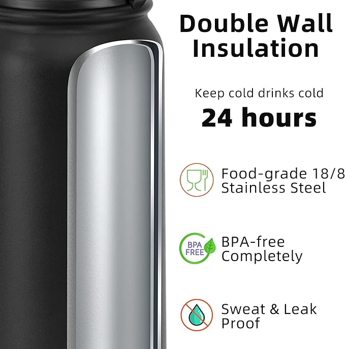 Fanhaw 40 oz Insulated Stainless Steel Water Bottle - Image 3