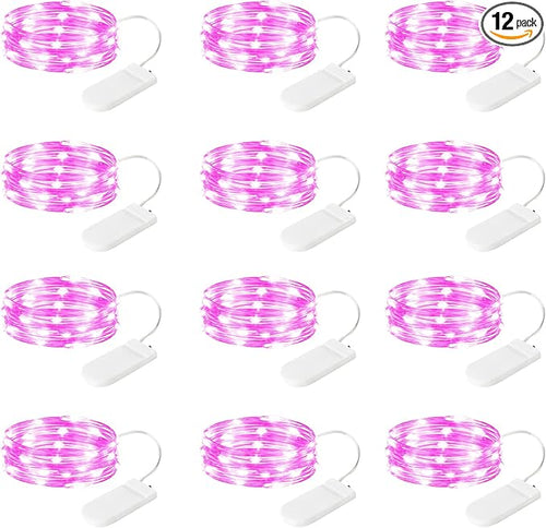 12-Pack LED Fairy Lights 7 Feet Battery Powered Waterproof Silver Wire 20 Slim by SINAMER