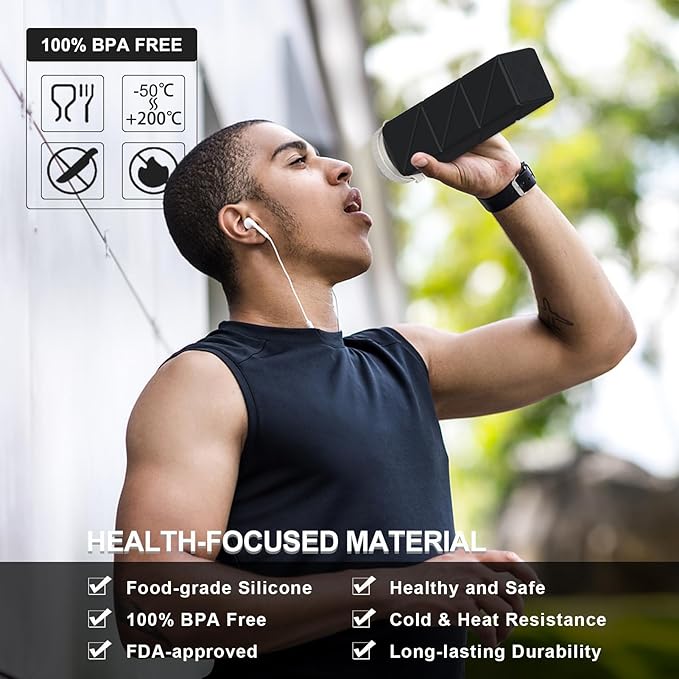 BEAUTAIL Collapsible Water Bottles 20.6oz, Silicone Foldable Portable Travel - Image 2