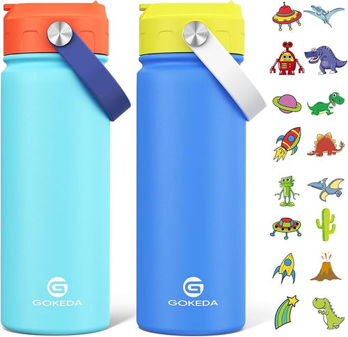 18oz Kids Water Bottle, 2 Pack Insulated Bottles by Unknown