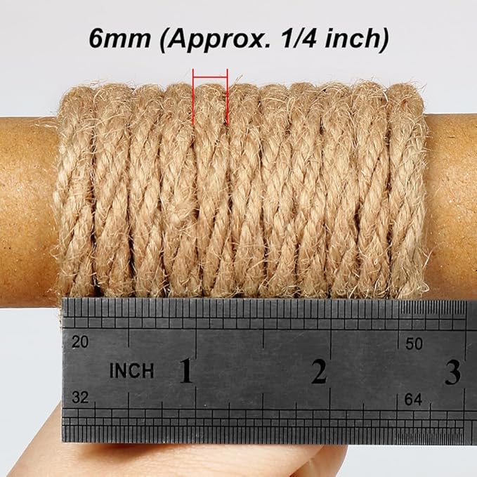 Tenn Well 6mm Jute Rope, 66 Feet Strong and Thick Twine Rope - Image 2