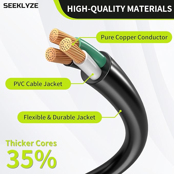 3FT 13A 125V 1625W ETL Listed, 16/3 Indoor Extension Cord Black, Short - Image 5