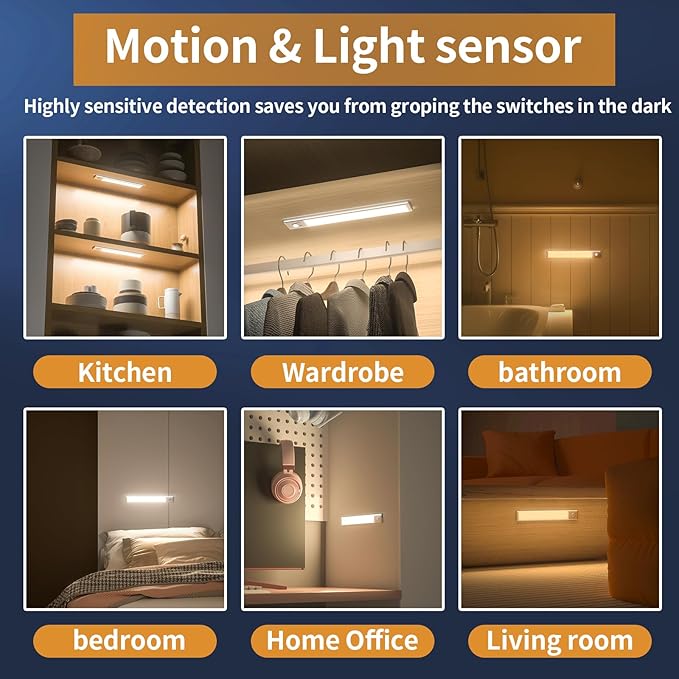 Under Cabinet Lights, 76 LED Operated Motion Sensor Light Indoor, 1500mAh USB - Image 6