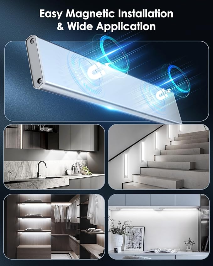 5-Pack 14“ Under Cabinet Lighting, Upgraded 3200mAh Rechargeable Under Cabinet - Image 6