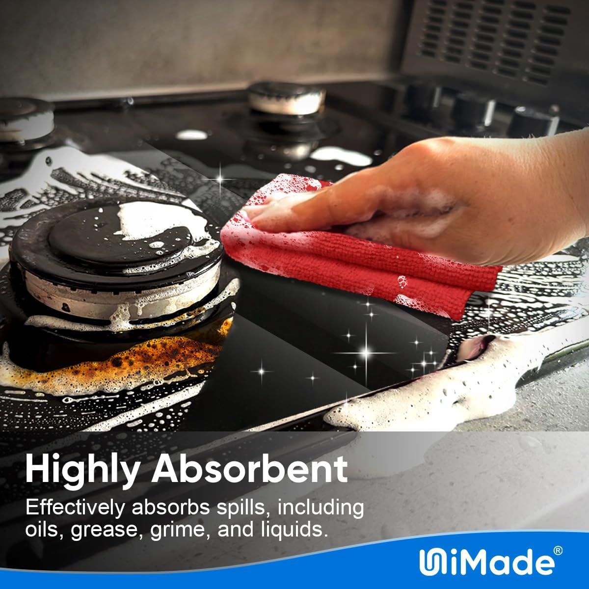 Shop Towels Rags, 50 Pack Reusable Shop Rags Bulk Microfiber Cleaning Cloth Lint Free Cleaning Towels for Car Kitchen Automotive Bar Mechanic Restaurant Garage, 11.5"x 11.5", Red