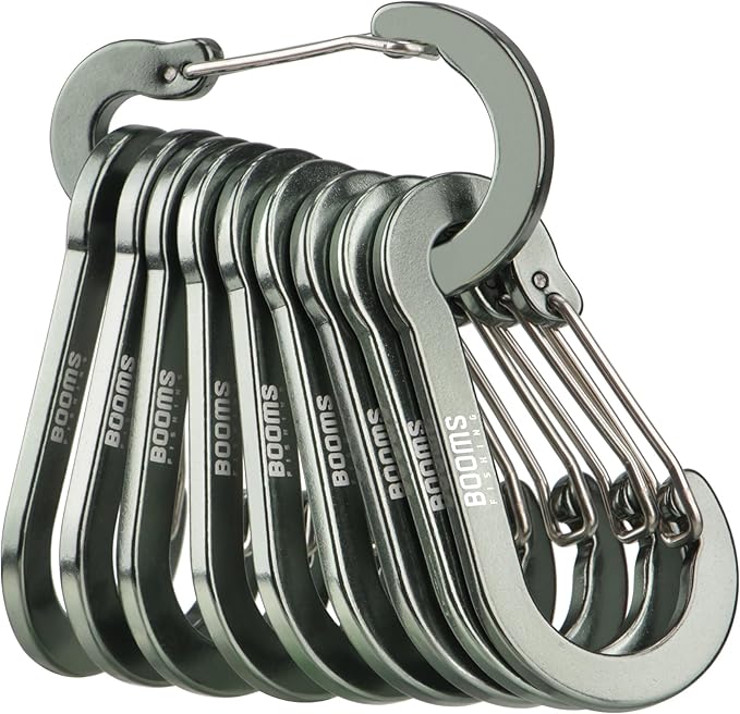 Booms Fishing CC5 Multi-Use Carabiner Clips, 10 Pack 2.3"/ 3.1" Caribeener Clips by BoomsFishing