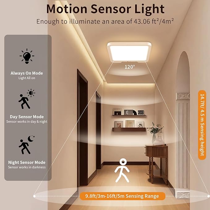 USB C Rechargeable Motion Sensor Ceiling Light 550LM - Image 2