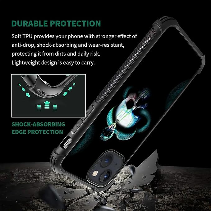 for iPhone 13 Case, Skeleton Winding Snake Pattern Graphic Design Girl Boy Soft - Image 7