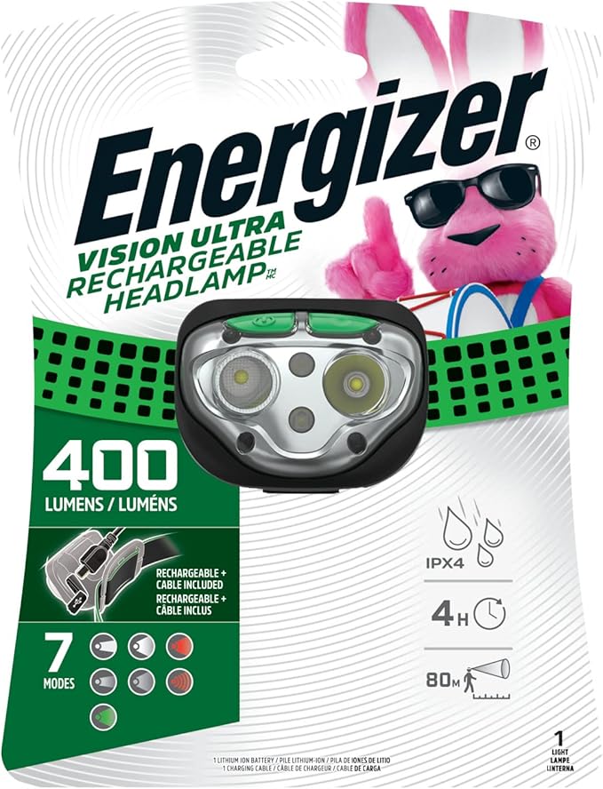 Energizer Vision LED Rechargeable Headlamp, Water Resistant Bright LED Headlamp - Image 7